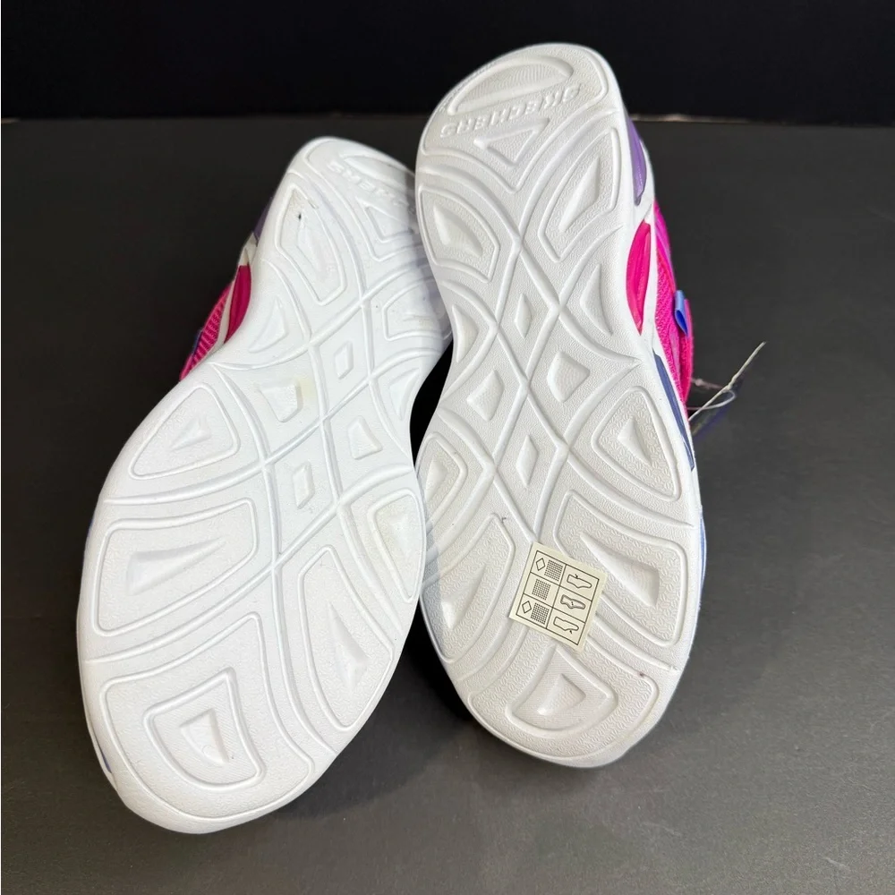 Skechers S-Lights Kids' Vibrant Pink and Purple light up Sneakers - Picture 6 of 8